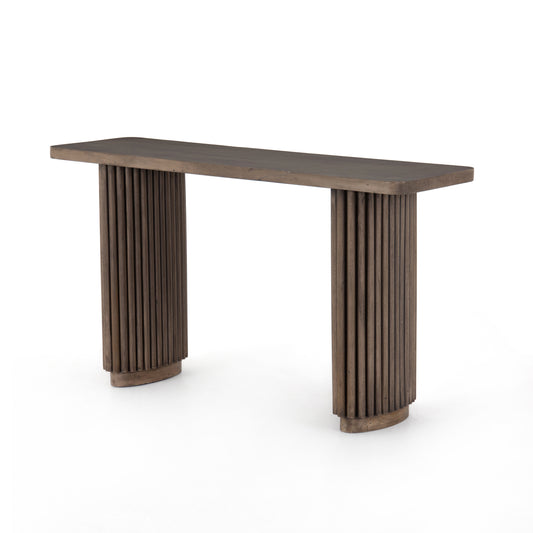 Farvald Mid Century Modern Dark Brown Reclaimed Wood Rectangular CONSOLE TABLE