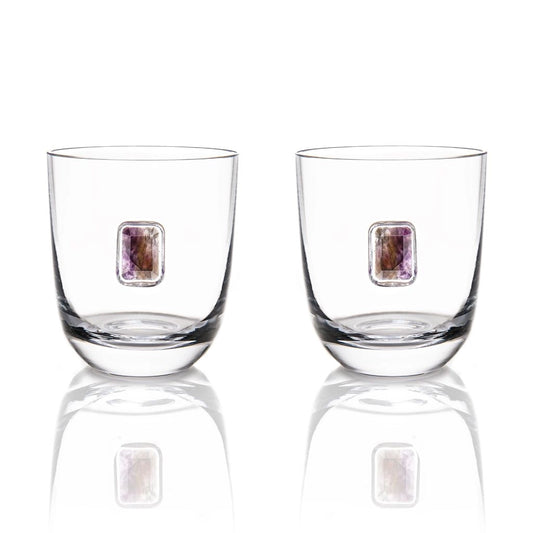 Elevo Double Old Fashioned Glasses Crystal - Smoke Agate Anna New York