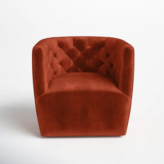 Bari Tufted Polyester Swivel Barrel Chair