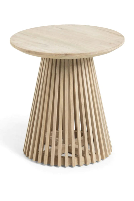 Round Teak Wood Pedestal Side Table | La Forma Jeanette