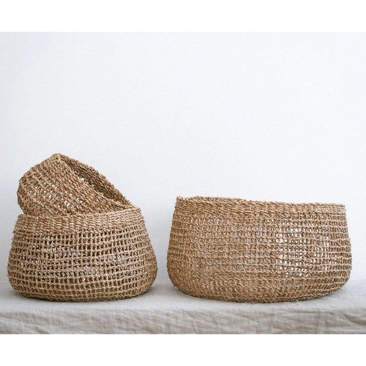 Set of 3 Round Seagrass Storage Basket