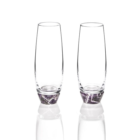 Elevo Champagne Glasses Crystal - Amethyst Anna New York (Set of 2)