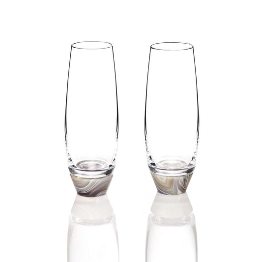 Elevo Champagne Glasses Crystal - Smoke Agate Anna New York (Set of 2)