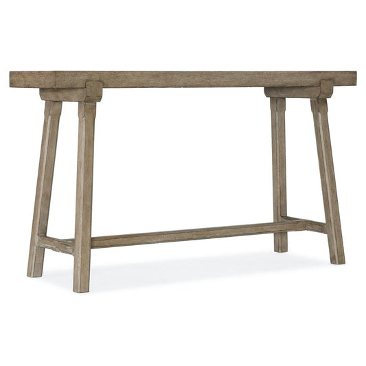 Leomar Mid Century Brown Oak Wood Rectangular Console Table