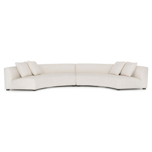 Zoe Modern White Performance Black Birch Wood 2 Piece Curved Sectional - 176"Wx67"D