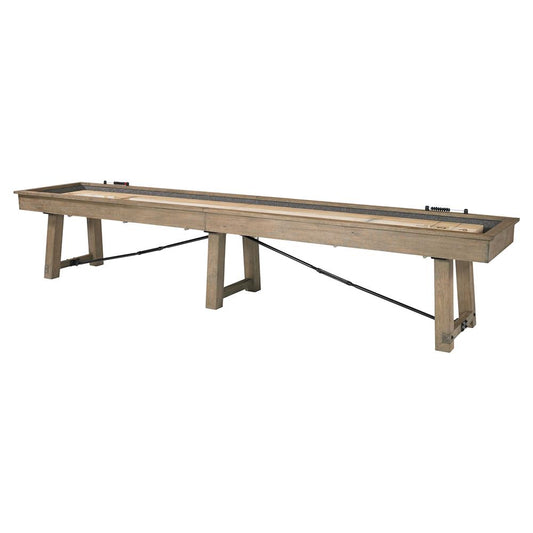 Plank & Hide Isaac Rustic Play Surface Wood Frame Shuffleboard Table - 12'